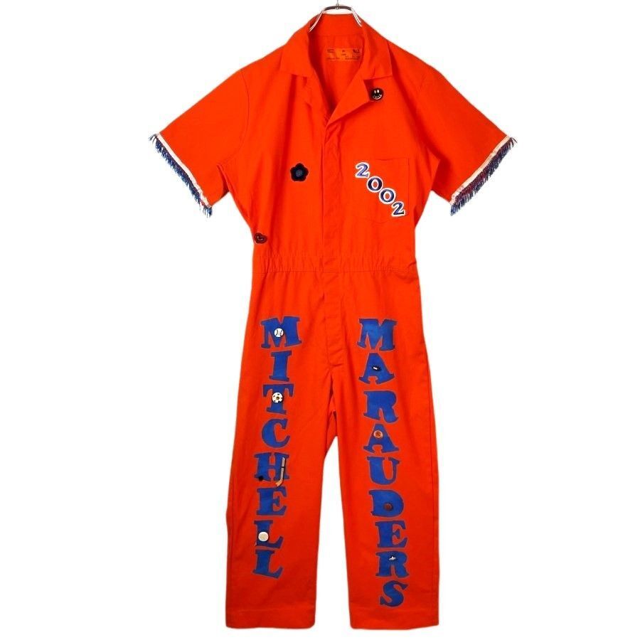 USA製CCA Plusリメイク半袖つなぎワークウェア作業着オールインワンオーバーオール刺繍ワッペン袖フリンジMITCHELL MARAUDERSサッカー40817拍卖