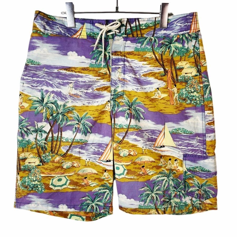 90sポロバイラルフローレンPolo by ralph laurenハーフパンツショートパンツ水着スイムパンツ裏地メッシュ総柄サーフサーフィンアロハ40816拍卖