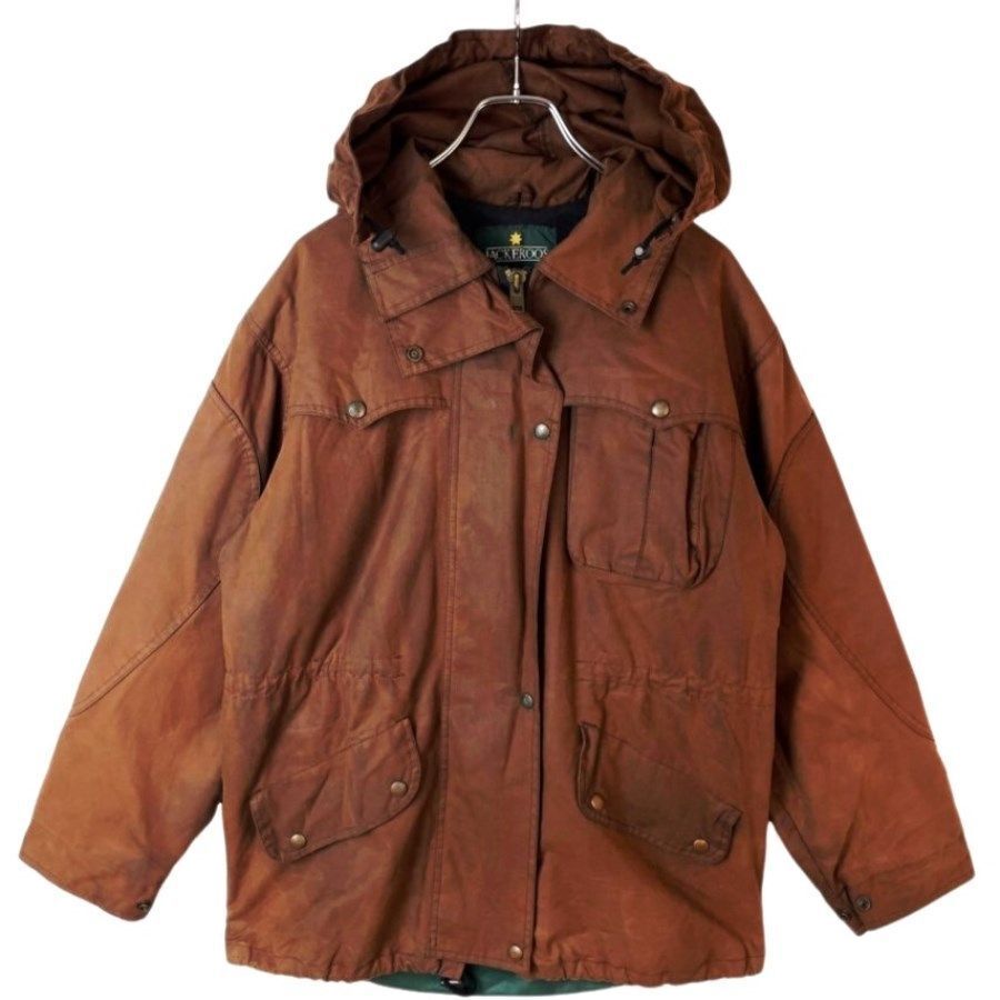フィジー製Jackeroosコットンオイルスキンジャケットオイルドジャケット裏地フリース茶色ブラウンvintageヴィンテージ40813拍卖