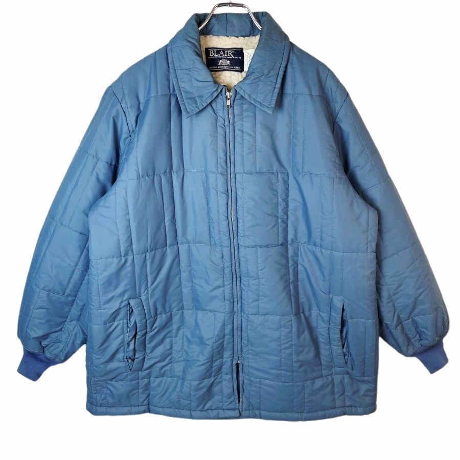 USA製Blair裏地ボアナイロンジャケットキルティングジャケット水色ライトブルー無地vintageヴィンテージ40919拍卖