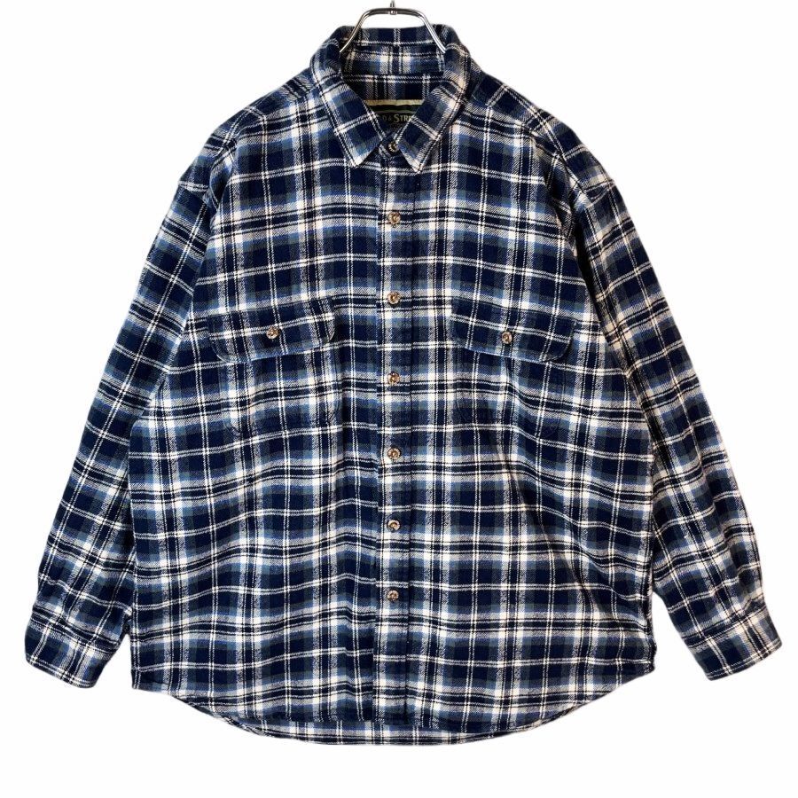 フィールド&ストリームField&Streamフランネルシャツゴツネル長袖チェックシャツ青ブルー白ホワイトコットンvintageヴィンテージ40919拍卖