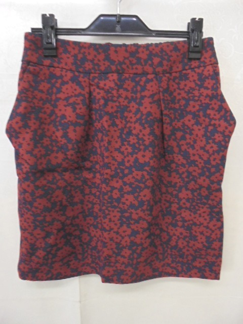 【KCM】pt16-14-7320600102-15F★未使用品★【アナザーブランチ】柄プリント タックコクーンスカート レッド系 F オリーブ デ オリーブ拍卖
