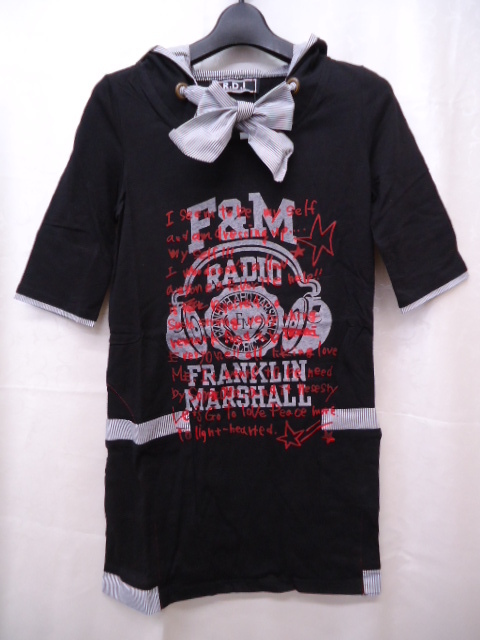 【KCM】autar-97■激安■【R.D.I】レディース フード付き Tシャツチュニック ブラック系 フリーサイズ拍卖