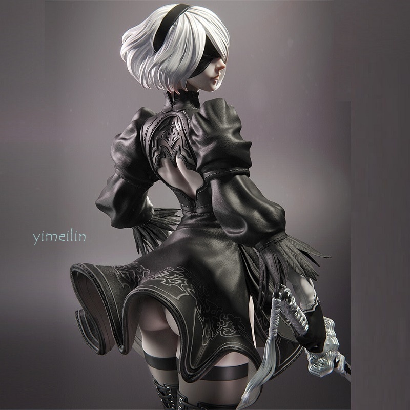 【 2B 振り向きver / ニーア・オートマタ 】樹脂 レジン ガレキ ガレージキット 3D 未塗装 未組立 23cm拍卖