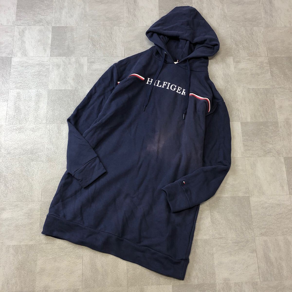 TOMMYHILFIGER トミーヒルフィガー プルオーバー パーカー パーカーワンピース 長袖 スウェット フーディ ネイビー サイズM 古着拍卖