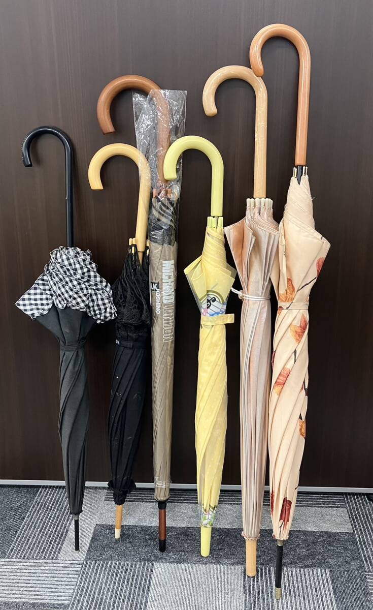 j5d227 j10d147 j11d50 傘まとめ6本 日傘 雨傘 中古品 未使用 柄物  拍卖
