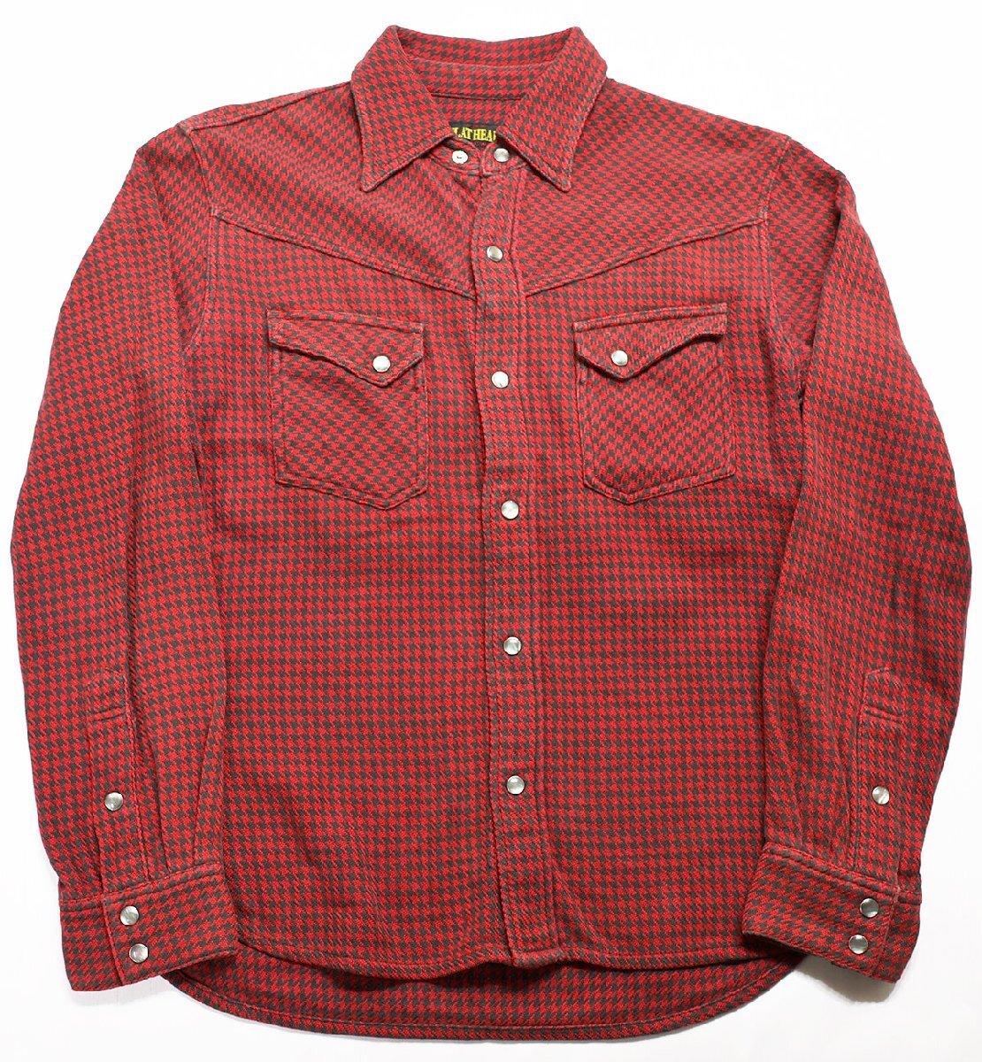 THE FLAT HEAD (フラットヘッド) HEAVY NEL WESTERN SHIRT / ヘビーネル ウエスタンシャツ 美品 レッド size 36 / 千鳥格子拍卖