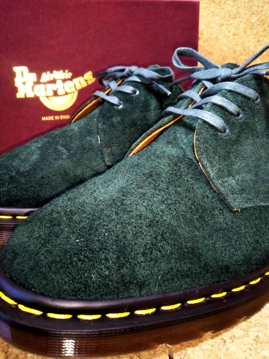 【Dr.MARTENS】ドクターマーチン MIE 1461 3ホールシューズ UK10 (29cm ) SOFT BUCK 3EYE SHOE 英国製 グリーン スエード【箱付き美品】拍卖