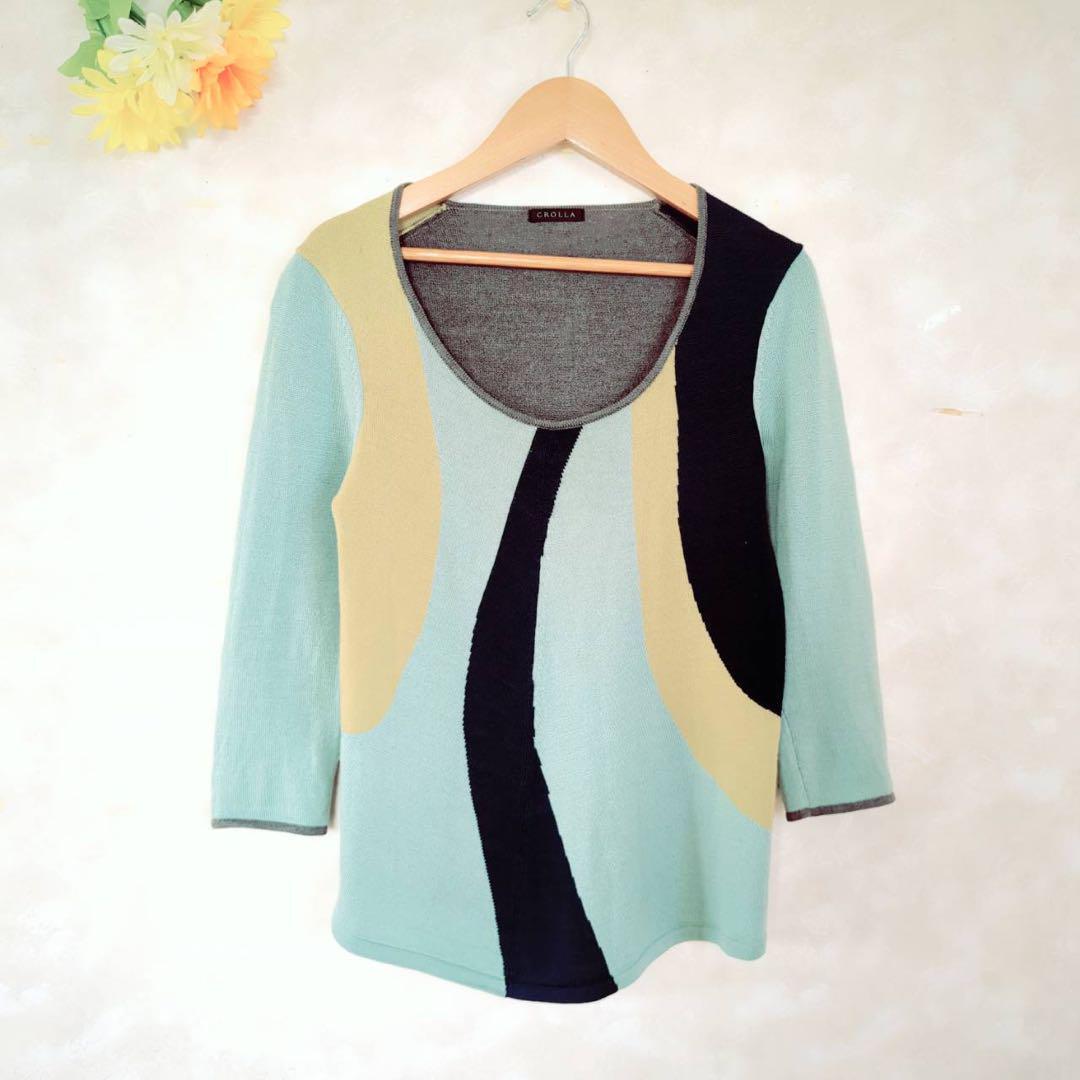 【S相当】クローラ CROLLA デザインニット 毛100% 上品拍卖