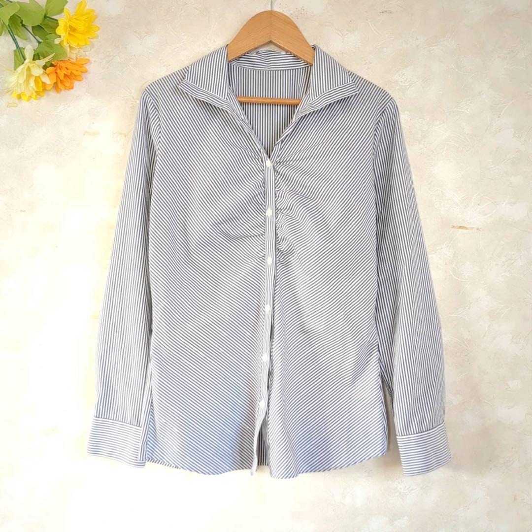 良品【M】SIMPLE BEAUTY BASIC シャツ ストライプ ラメ拍卖