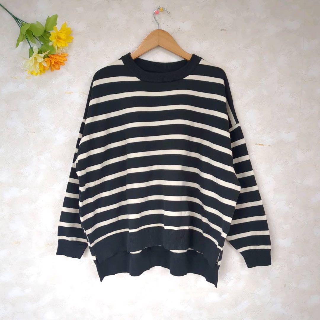 良品【M】関西ファッション連合 ニット ボーダー カジュアル 薄手拍卖