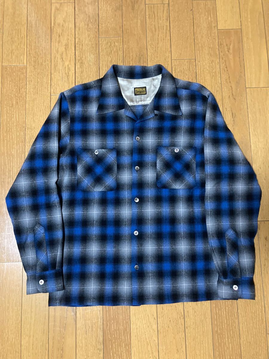 08AW テンダーロイン T-WOOL SHT S TENDERLOIN ウールシャツ ブルー チェック オンブレ拍卖