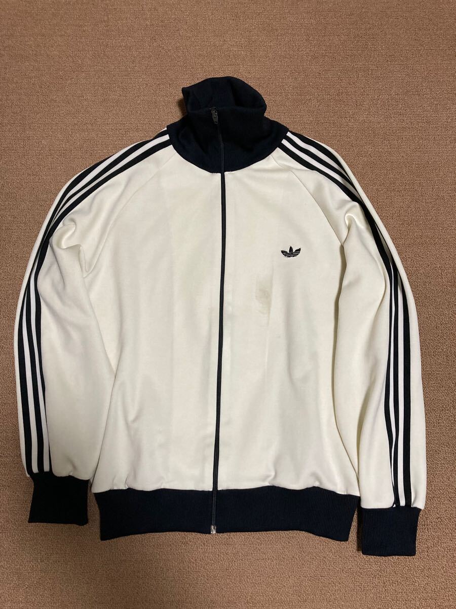 80s adidas デサント トラックジャケット 5号 ホワイト ブラック アディダス ジャージ 白黒 ビンテージ拍卖