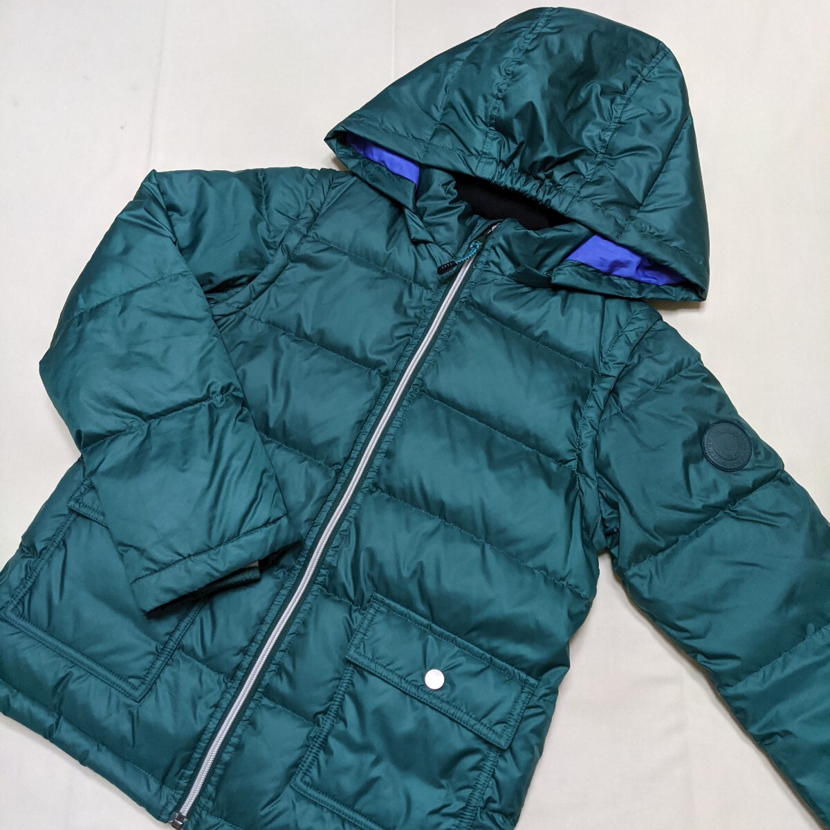 ☆WK47 GREEN LABEL RELAXING グリーンレーベルリラクシング 145 140 男の子 長袖 2WAY ダウン ジャケット ベスト グリーン フード取り外し拍卖