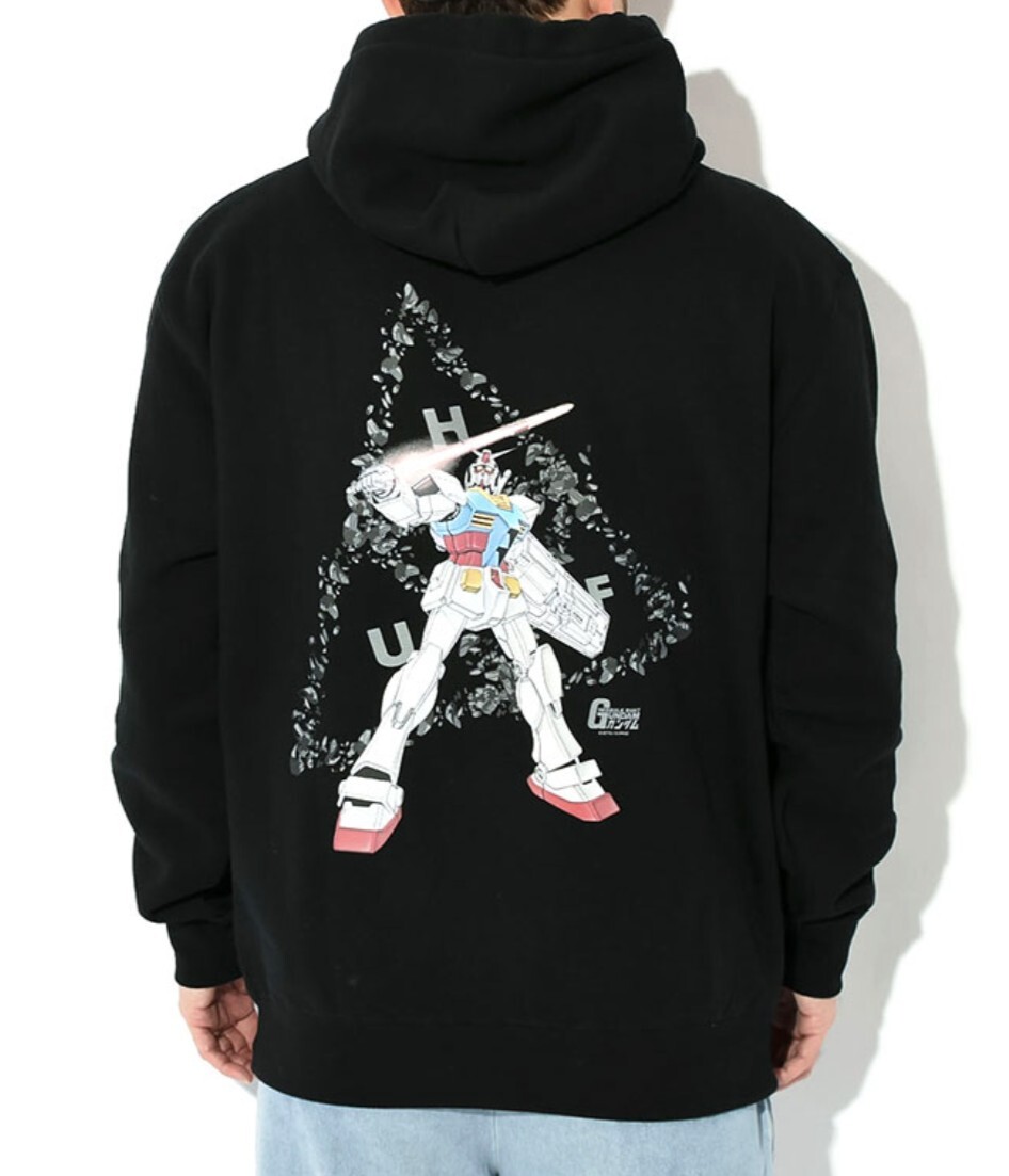 【M】HUF X GUNDAM ハフ ガンダム コラボパーカー 裏起毛/黒拍卖