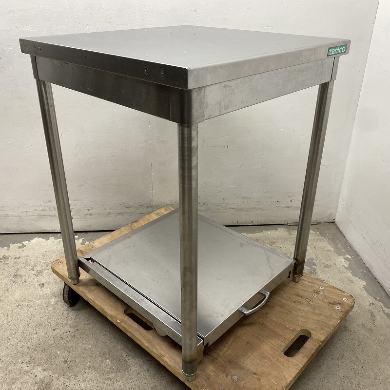 ★DK2514 | 作業台 炊飯台車付 ドーリー台 ステンレス W600×D600×H800mm 中古 業務用 ワークテーブル拍卖