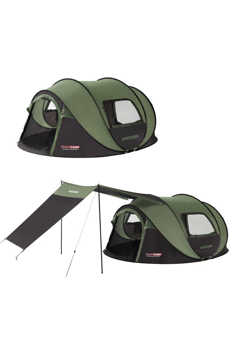 IDOOGEN ワンタッチテント ポップアップテント コンパクト 秒速 簡単 設置 初心者 ビーチ 海 テント タープ付き 大型 耐風 耐雨拍卖