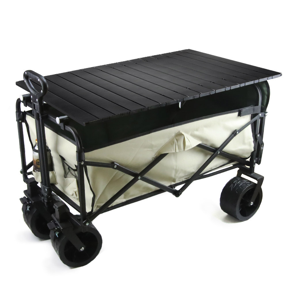 キャリーワゴン テーブル付き 2WAY 大容量180L耐荷重200kg後部展開可キャリーワゴン ブレーキ機能付き長物対応折りたたみ式 ワンタッチ収束拍卖
