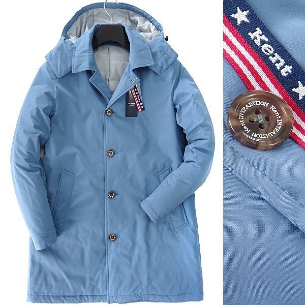 【新品】Kent IN TRADITION ケントイントラディション ステンカラーコート 撥水加工 ブルー サイズM拍卖