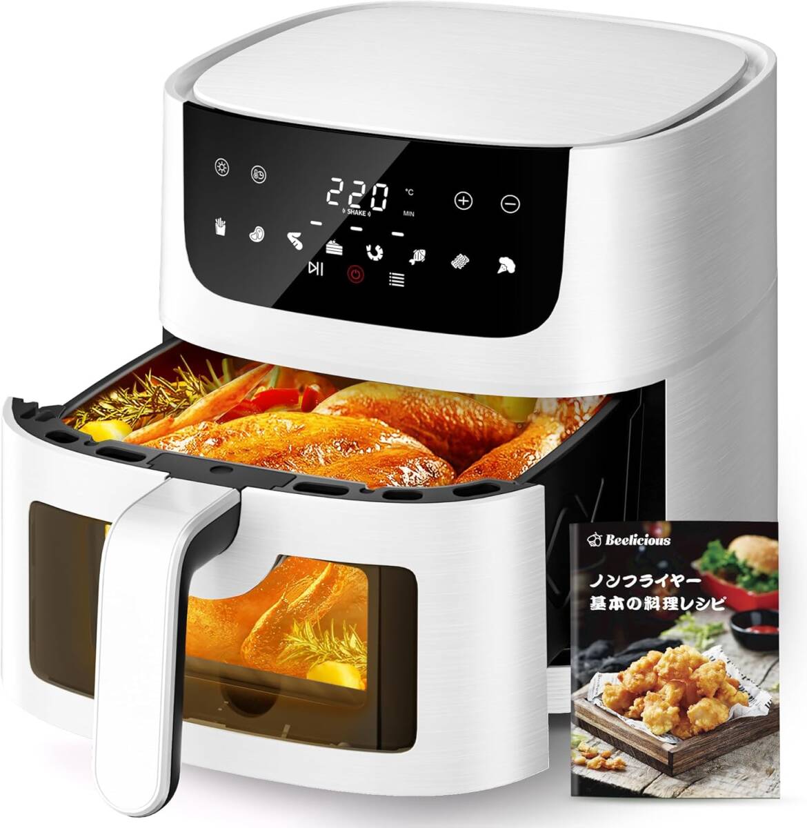 Beelicious 「ノンフライヤー 4.5L 可視窓 大容量 エアフライヤー」 オイルカット 省エネ 最高温220℃ 1~5人 家庭用 新品未開封拍卖