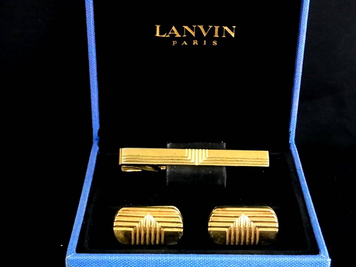 ■№0230■特売③■【ゴールド】ランバン【LANVIN】■カフス&ネクタイピン セット♪拍卖