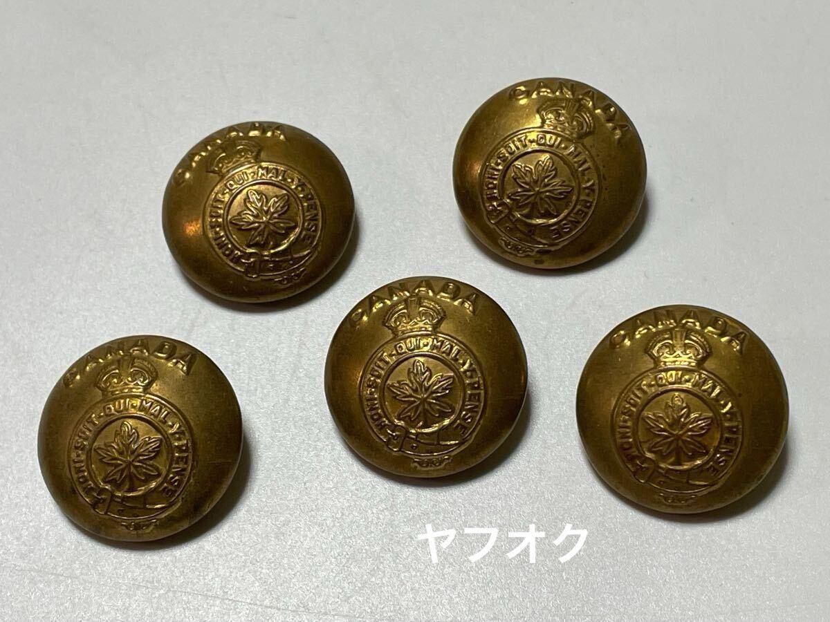 メタルボタン 5個 カナダ アンティーク ヴィンテージ 25ミリ ミリタリー ユニフォーム 制服 カナダ軍拍卖
