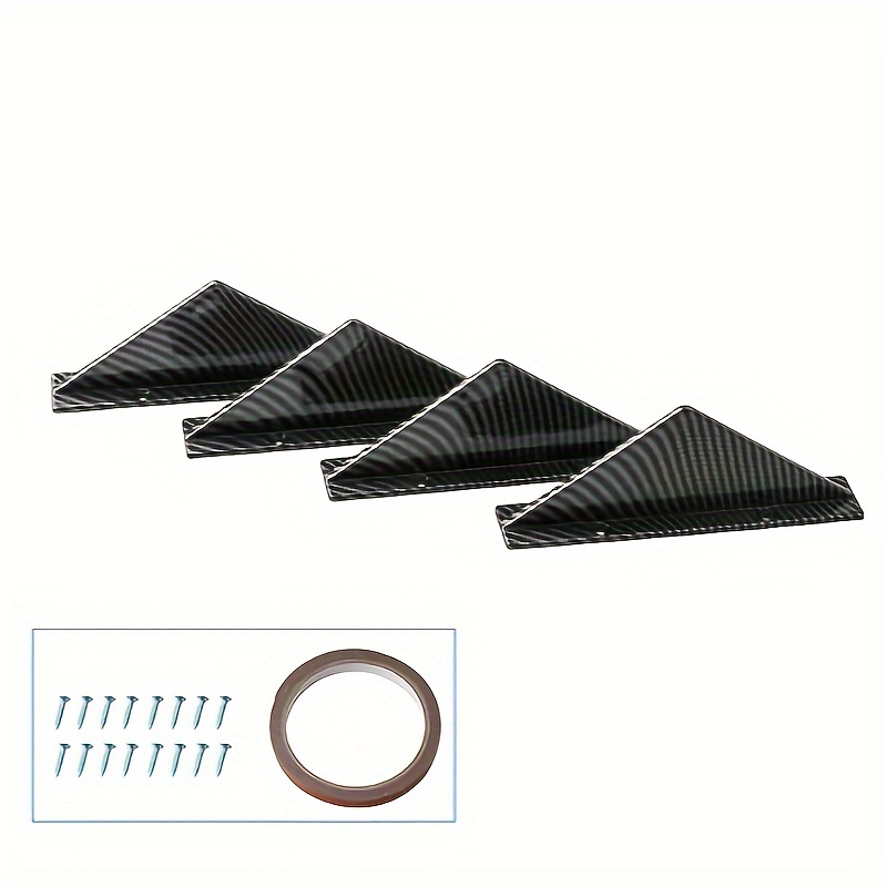 4個セット リアバンパー リップスポイラー 車 カーボンブラック フラット ディフューザー シャークフィン 傷防止 おしゃれ 装飾 外装 t3386拍卖