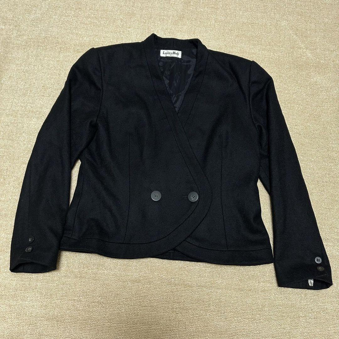 4522/LumiereMode/ジャケット/Sサイズ/毛100/タスマニア100/キュプラ/ブラック/黒/アウター/羽織り/ウェア/テーラード拍卖