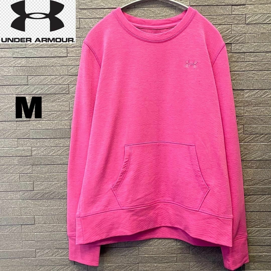 アンダーアーマー/underarmour レディース トレーナー・スウェット ピンク Mサイズ スポーツウェア 刺繍ロゴ 長袖トップス拍卖