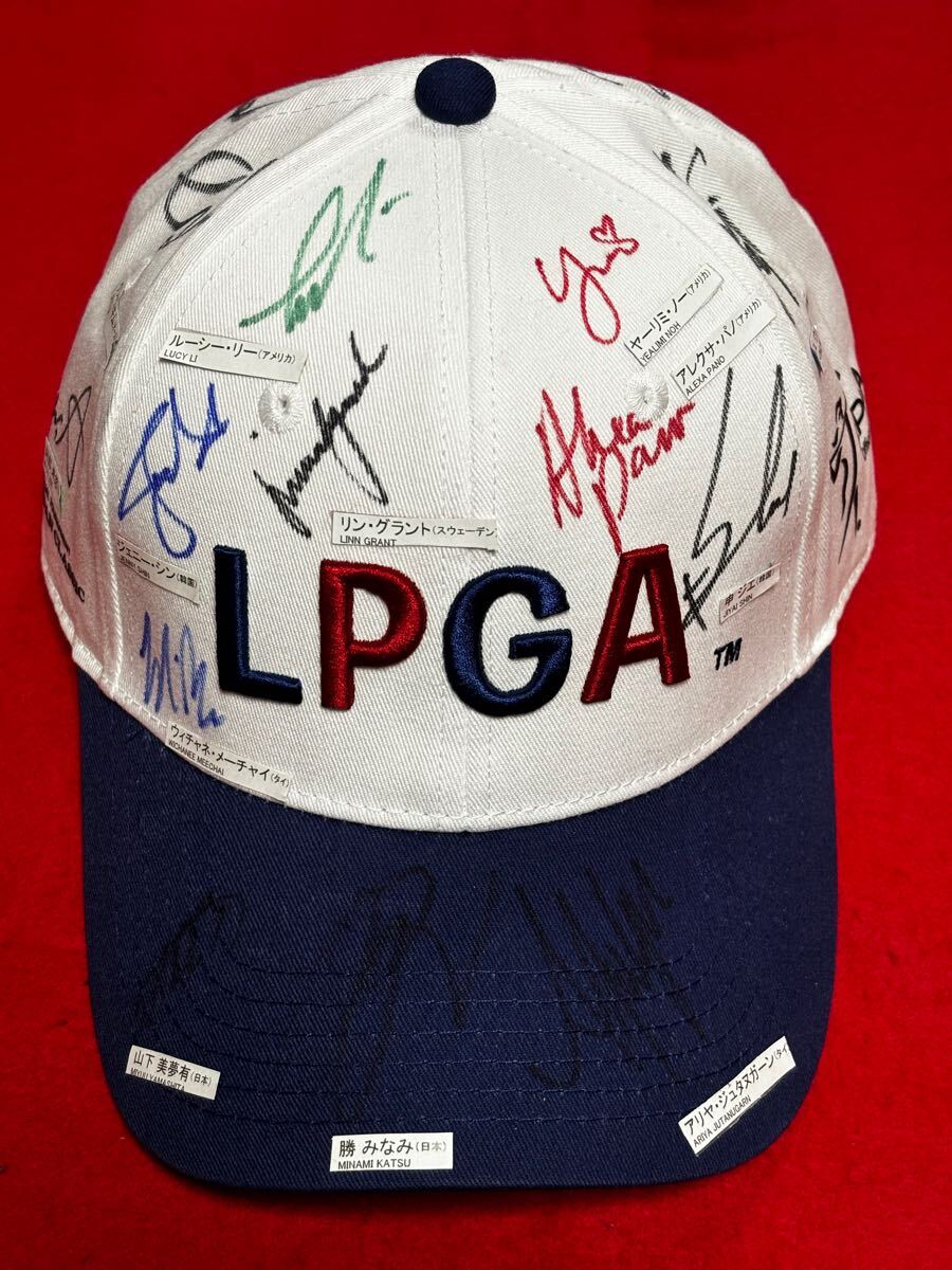 TOTO JAPAN CLASSIC 2024 山下美夢有 勝みなみ 申ジエ アリヤ・ジュタヌガーン 他 18選手 直筆サイン入りLPGA×大会記念キャップ拍卖