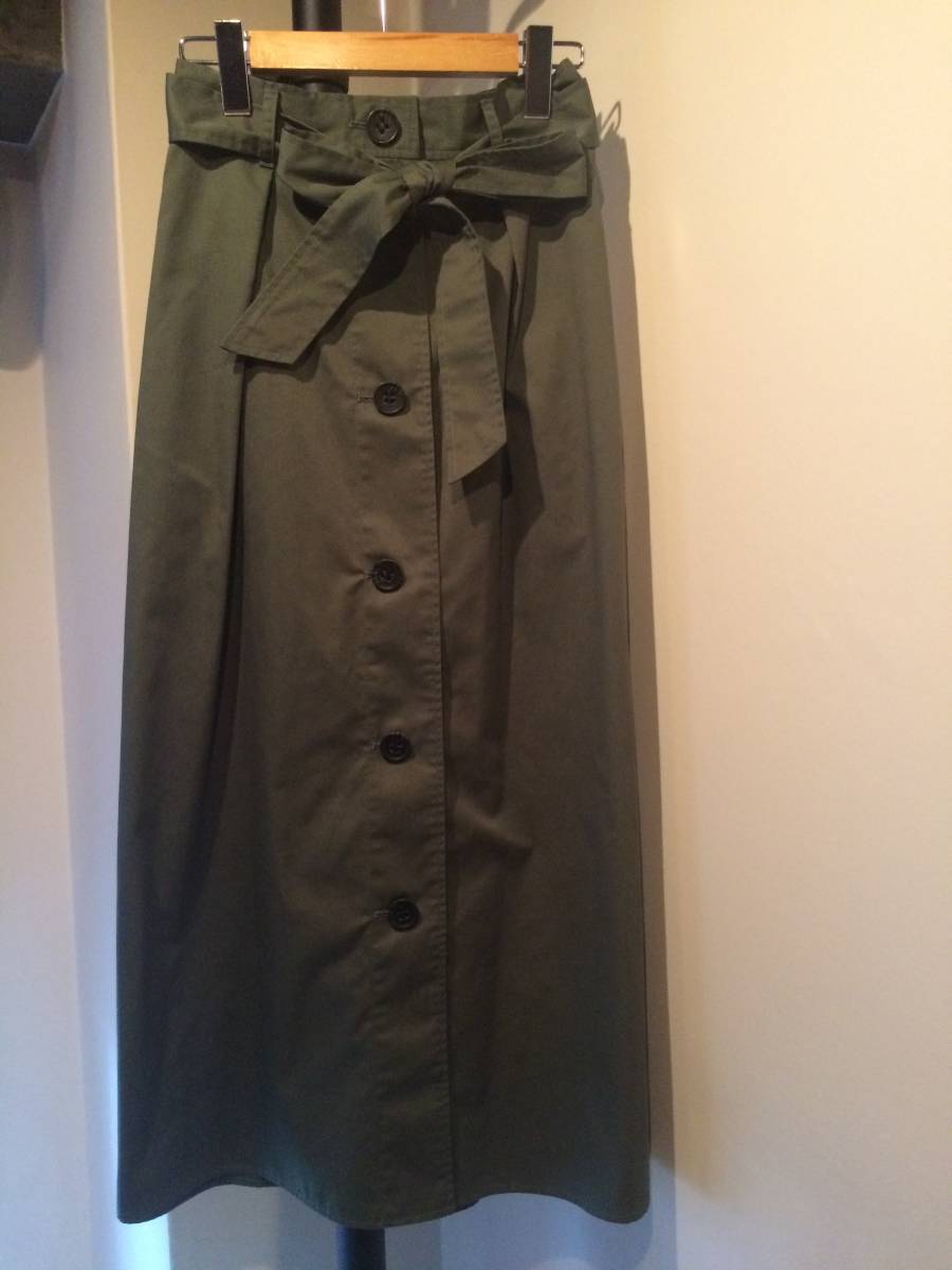 再↓秋★Andemiuアンデミュウ★人気トレンチ風ロングタイトスカート カーキ M 新品 拍卖