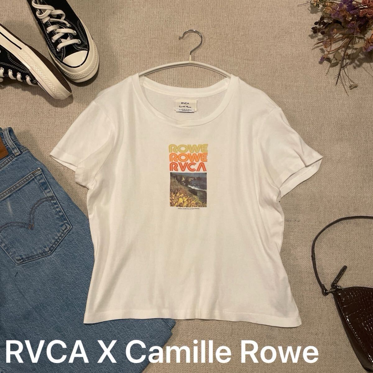 RVCA Tシャツ 半袖Tシャツ ルーカ ルカ カミーユロウ コラボ 限定 レディースMサイズ 美品 バックプリント カットソー トップス拍卖