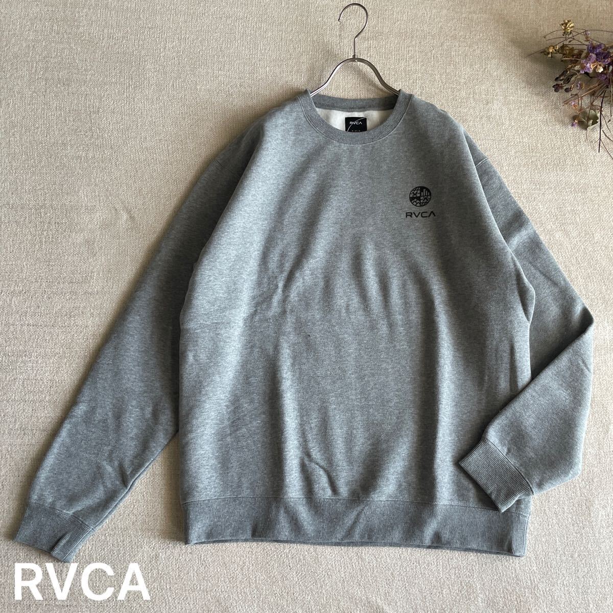 RVCA スウェット トレーナー クルー グレー メンズMサイズ 美品 長袖 カットソー ルーカ ルカ ストリート トップス ロゴ拍卖