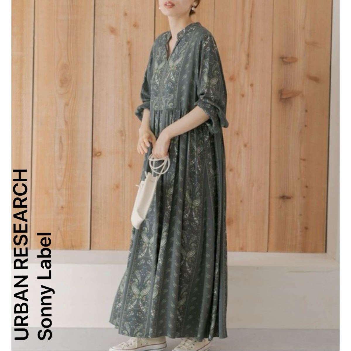 アーバンリサーチ ワンピース 長袖 パネルペイズリーワンピース レディースフリーサイズ 美品 サニーレーベル ロングスカート フレア拍卖