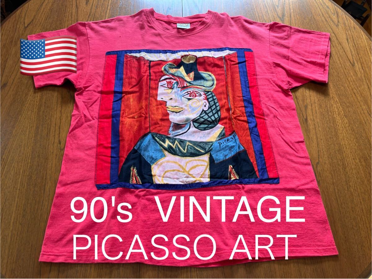 90's ビンテージ ピカソ アート Tシャツ PICASSO ART アメリカ製 MADE IN USA シングルステッチ ヴィンテージ 拍卖