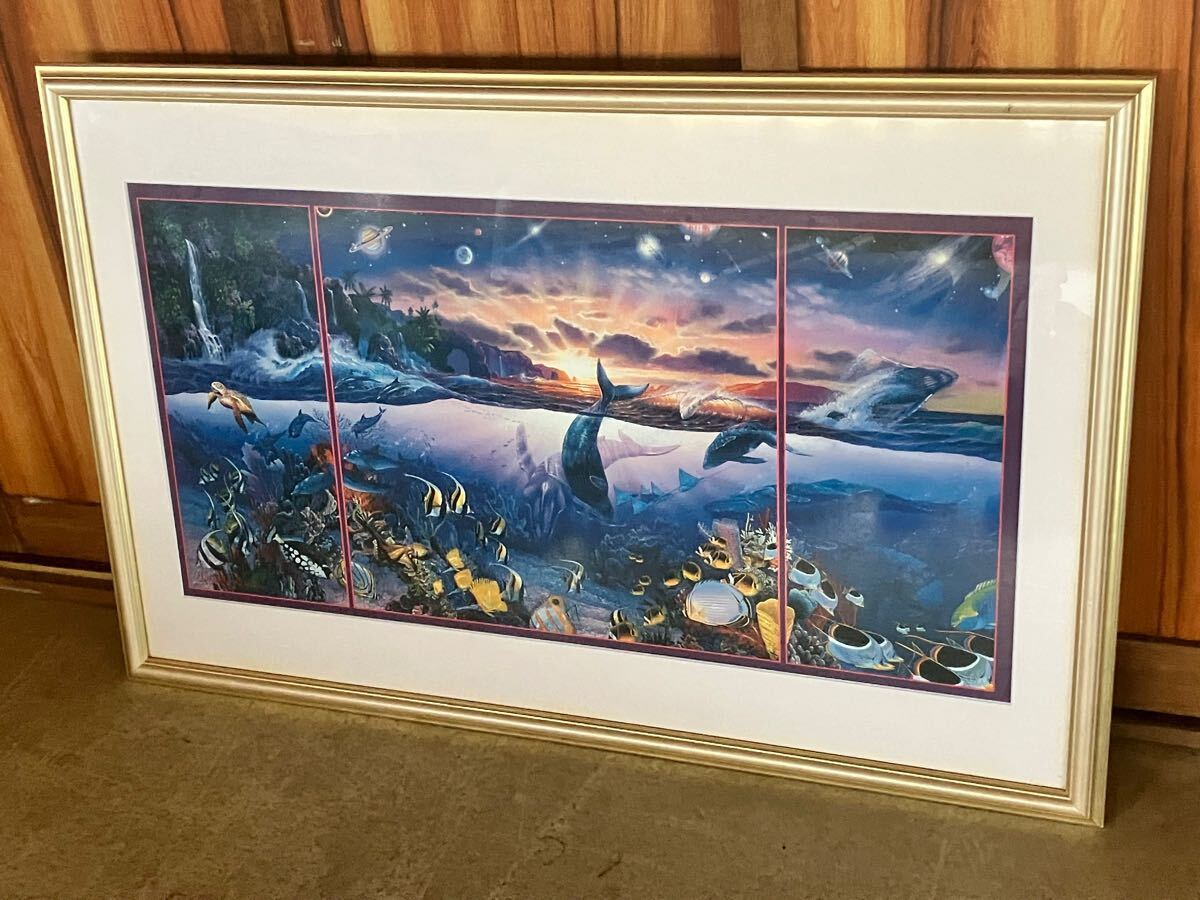 クリスチャン・ラッセン 絵画 印刷画 海 マリン 額装品 縦60.3cm 横幅93.2cm パノラマ画拍卖