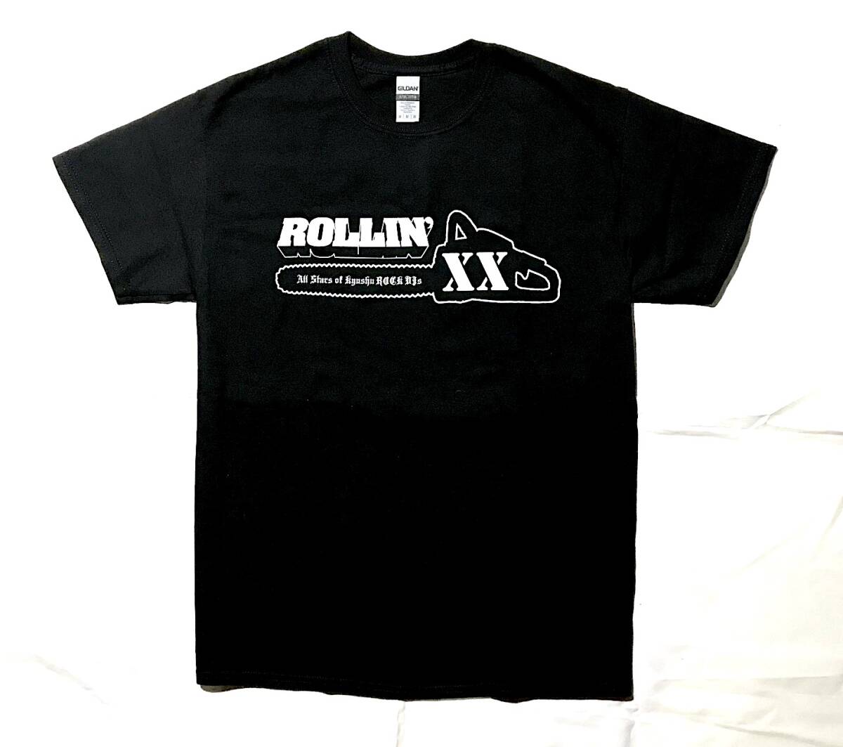 新品Tシャツ【ROLLIN’/20th Aniv. XX】サイズM/ブラックxホワイト/ROCK拍卖