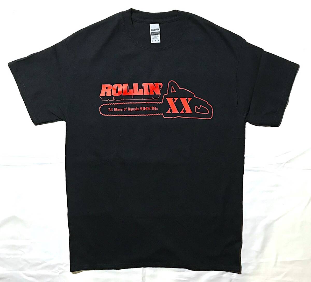 新品Tシャツ【ROLLIN’/20th Aniv. XX】サイズM/ブラックxレッド/ROCK拍卖