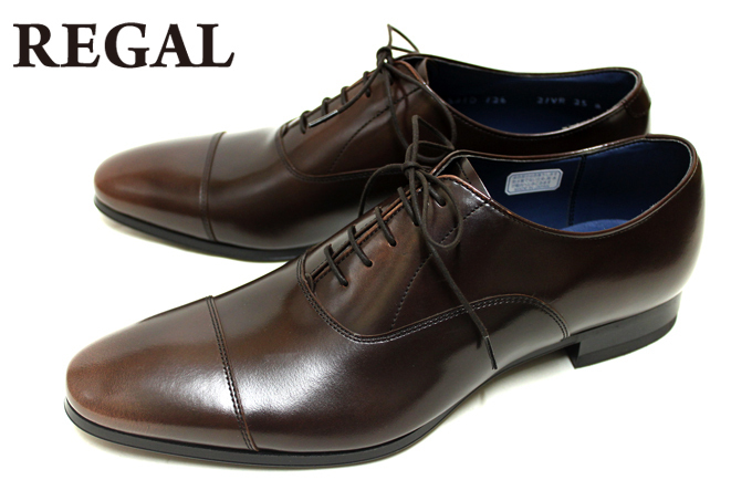 【新品】 REGAL リーガル 21VR BC フォーマルもOK ストレートチップ 本革 ビジネスシューズ ダークブラウン 25.5cm拍卖
