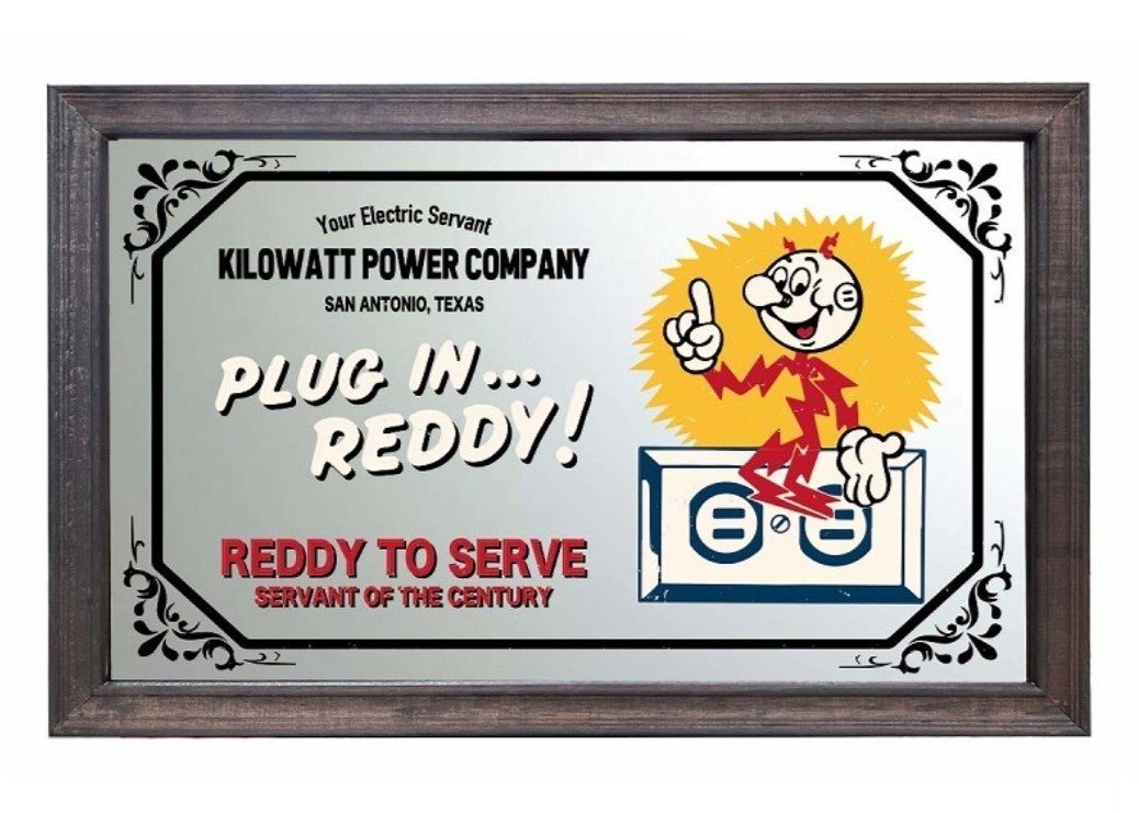 【REDDY KILOWATT・レディキロワット】※《ウッド パブミラー/横型》 品番FEPC1 アメリカン雑貨 ヴィンテージ拍卖