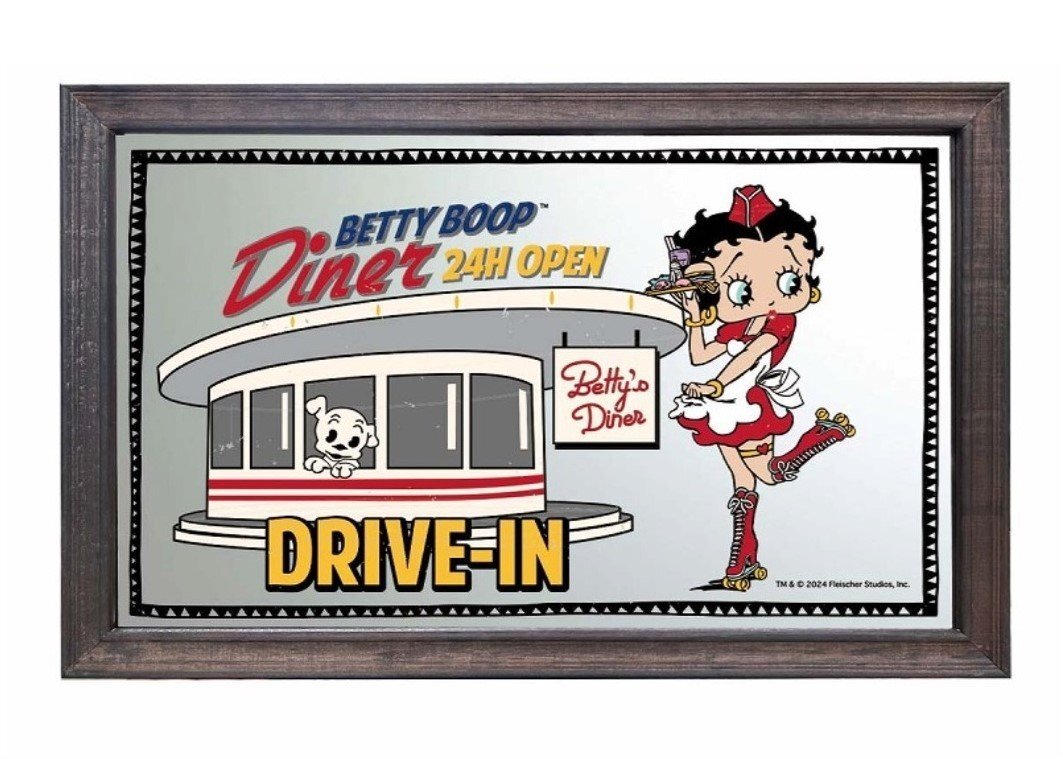 【Betty Boop・ベティちゃん】※《ウッド パブミラー/横型》 品番BT-DINER アメリカン雑貨 ヴィンテージ拍卖