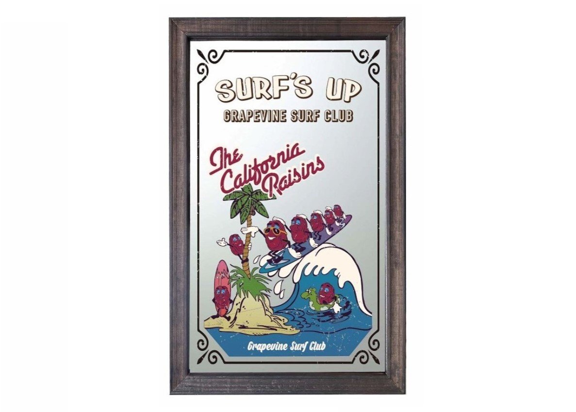 【CALIFORNIA RAISIN・カリフォルニアレーズン】※《ウッド パブミラー/縦型》 品番RAISIN2 アメリカン雑貨 ヴィンテージ拍卖