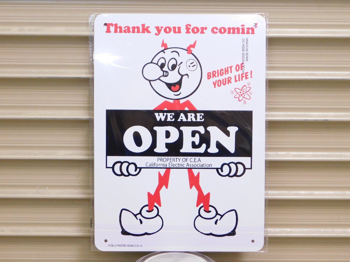 サインプレート 《レディ・キロワット OPEN&CLOSED / リバーシブル》 FEPC オープン ガレージ 看板 アメリカ サインボード拍卖