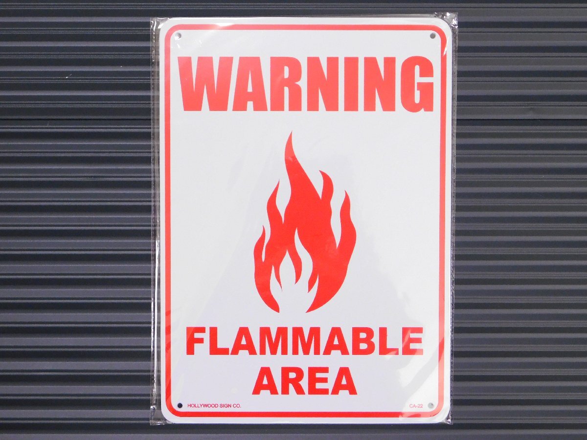 サインプレート CA-22 《可燃性エリア》 WARNING 警告 ガレージ アメリカ 看板 サインボード拍卖