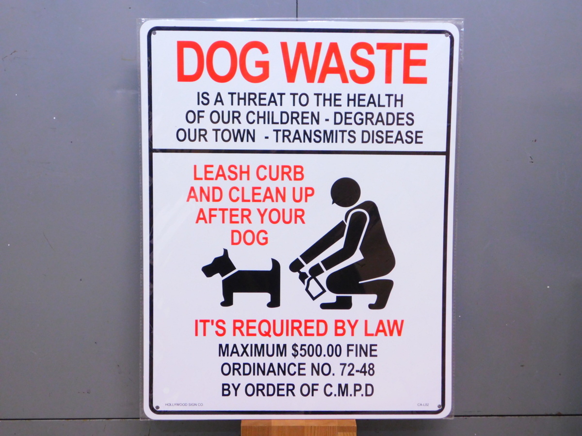 サインプレートLサイズ CA-L02 《ペットマナー注意》 警告 ガレージ 看板 犬 アメリカ サインボード拍卖