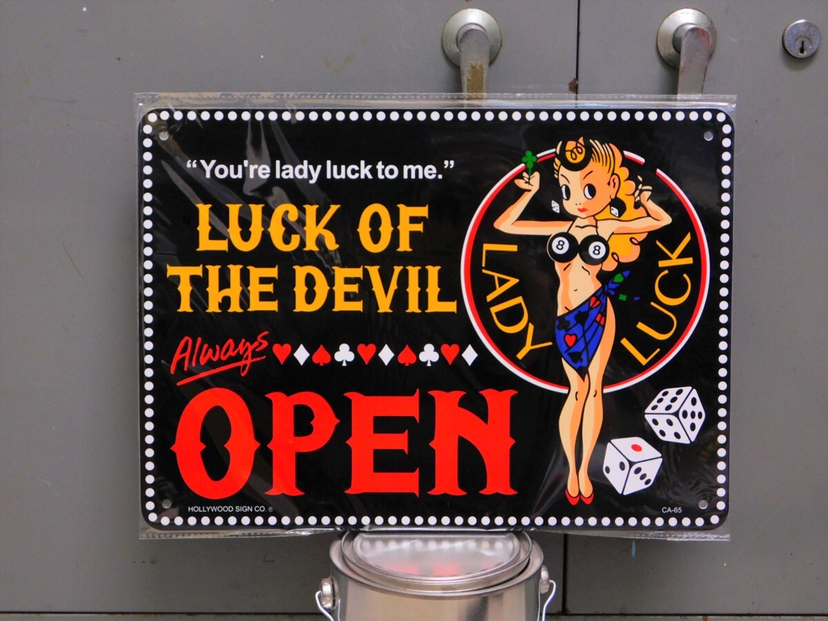 サインプレート CA-65 《LADY LUCK/ OPEN》 レディ・ラック ガレージ 看板 アメリカ サインボード拍卖