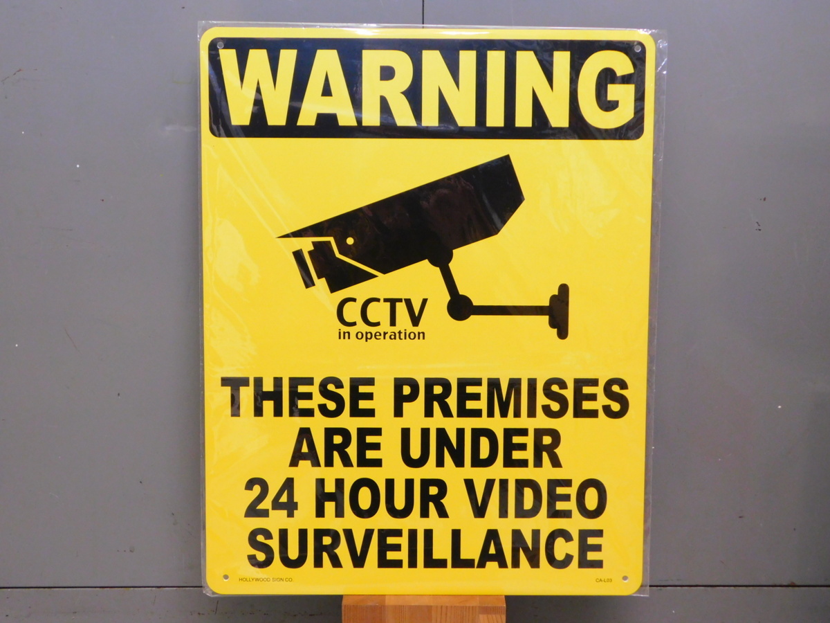 サインプレートLサイズ CA-L03 《24時間監視中》 WARNIG 警告 ガレージ 看板 アメリカ サインボード拍卖