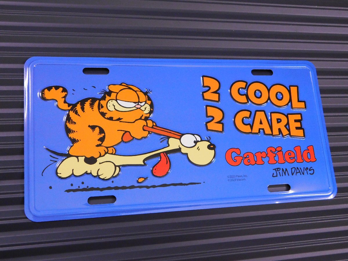 ◆送料\185◆【GARFIELD・ガーフィールド】※《ライセンスプレート / 2COOL 2CARE】 アメリカン雑貨 ナンバープレート拍卖