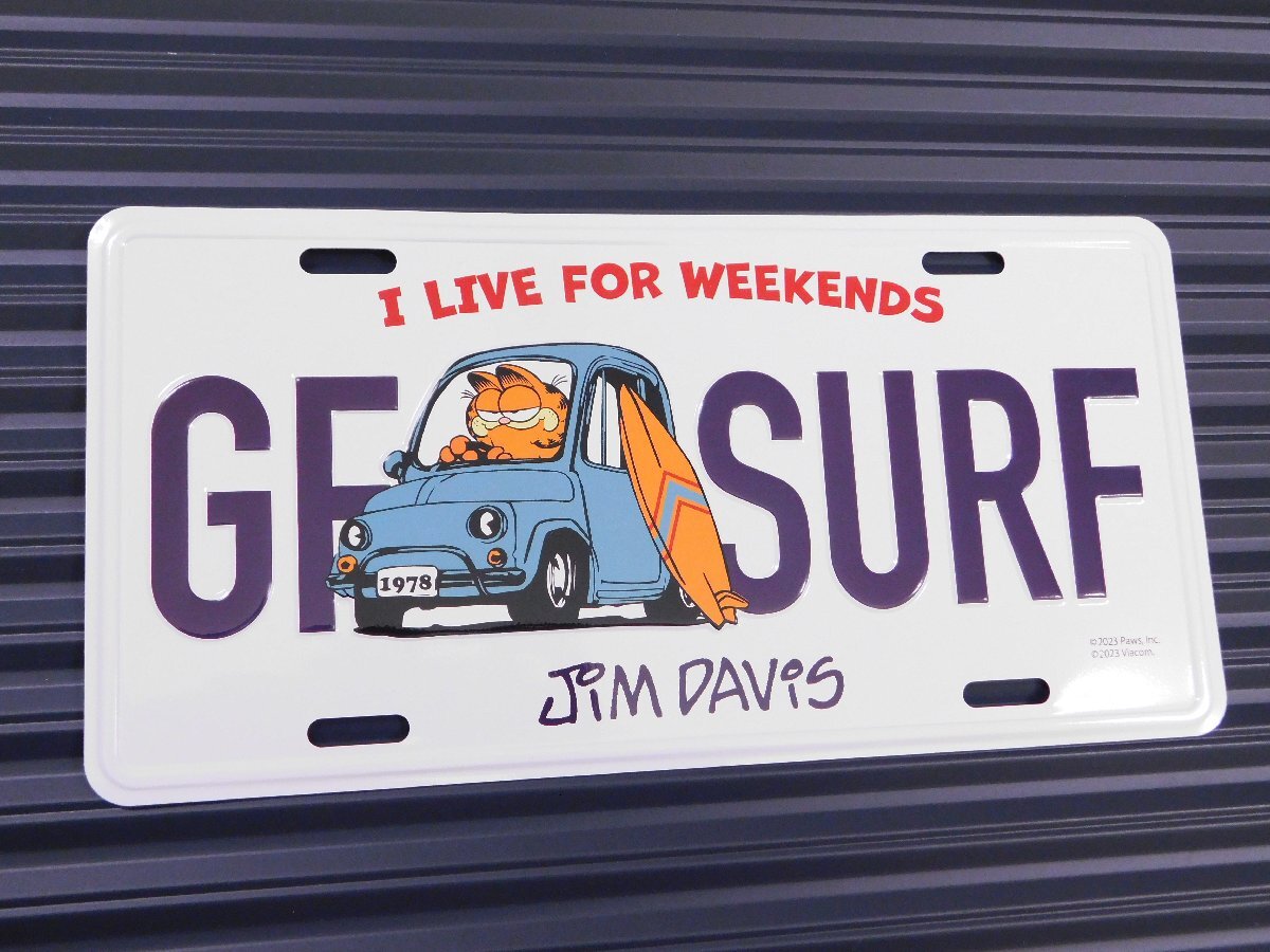 ◆送料\185◆【GARFIELD・ガーフィールド】※《ライセンスプレート / GF SURF】 アメリカン雑貨 ナンバープレート拍卖