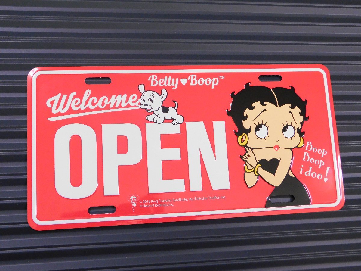 ◆送料\185◆【Betty Boop・ベティちゃん】※《ライセンスプレート / BETTY-OPEN1】 アメリカン雑貨 ナンバープレート拍卖